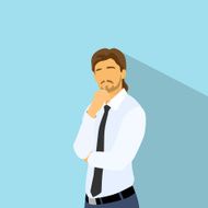 Businessman Think Hold Hand on Chin Business Man Flat Icon