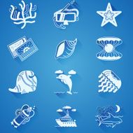 White underwater vector icons