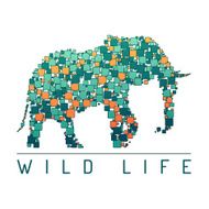 Abstract elephant Mosaic India Africa Vector illustration Wild life