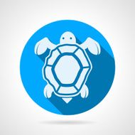 Sea turtle flat round vector icon