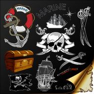 marine theme icons set