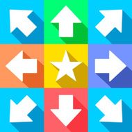 White arrows and star for navigation menu