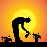 Vector silhouette of a gardener N60