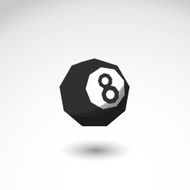 Black Eight billiard ball flat vector icon