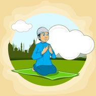 Praying Muslim boy for holy month Ramadan Kareem celebration
