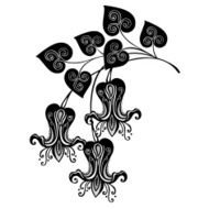 Beautiful Decorative Branch with Flowers (Vector) N2