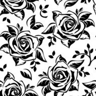 Seamless pattern with black silhouettes of roses Vector illustration