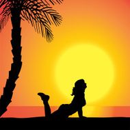 Vector silhouette of woman N434