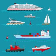 Sea ships flat icons