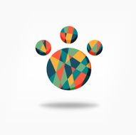 color polygonal paw vector graphic design