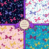 set of seamless patterns with dragonfly-5 N2