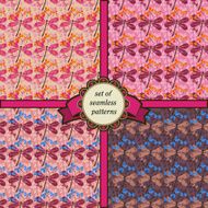 set of seamless patterns with dragonfly N2