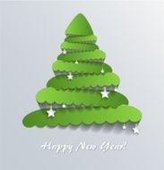 Modern abstract christmas tree on white background with stars
