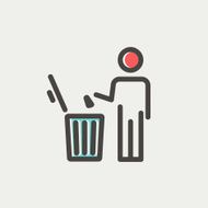 Man throwing garbage in a bin thin line icon N4