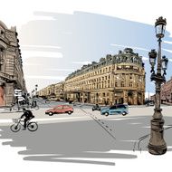 Paris street hand drawn vector illustration N2