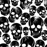 Black skulls seamless pattern N2