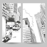 Set of city banner design elements vector illustration N3