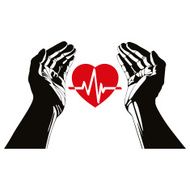 Hand with heart and cardiogram vector symbol N2