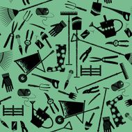 Set of garden tools Seamless background pattern N2