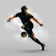 Abstract soccer running with ball
