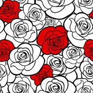 Seamless pattern with roses contours Vector illustration N2