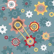 Seamless pattern with gears on blue background