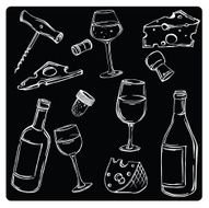 vector illustration silhouettes of wine