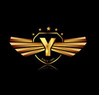 Letter Y winged crests logo Alphabet logotype design concept