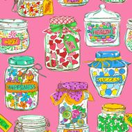 Seamless pattern of mason jars with greeting wishes