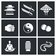 Wing Chun icons Vector Illustration