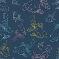 Goldfish seamless vector pattern in vivid colours