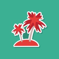 Sea island with palm trees on blue background