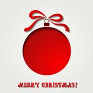 Christmas paper card with balls and ribbon