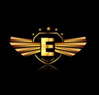 Letter E winged crests logo Alphabet logotype design concept