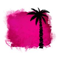 Watercolor paint stain and coconut palm tree N3