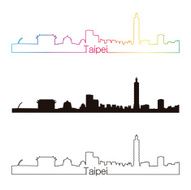 Taipei skyline linear style with rainbow