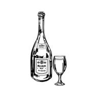 Bottle of wine and glass N5