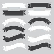 Old ribbon banner black and white