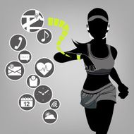 Smart watch concept - fitness woman and icons