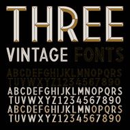 Three Retro Fonts Vector gold vintage alphabets N2
