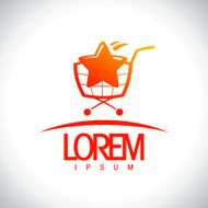 Supermarket shopping cart logo template