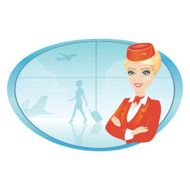 Flight Attendant with Airport background