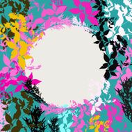 Black Pink Orange Teal leaf card for your text circle