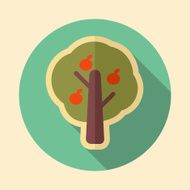 Fruit tree retro flat icon with long shadow
