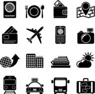 Silhouette travel transportation and vacation icons