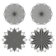 Collection of 4 black and white isolated ornaments