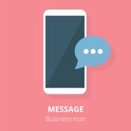 Business icon Mobile phone with message Flat vector illustration