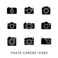 Photo camera silhouettes icon set