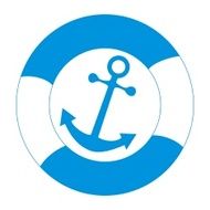 Anchor and life buoy white background