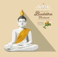 White Buddha and yellow robe of Thailand